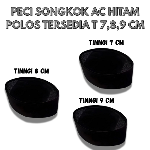 Peci Pendek Ac/Tinggi 6 7 8 cm/Peci Cak Lontong/Songkok Hitam Pendek/Peci Hitam Pendek/Peci Pendek