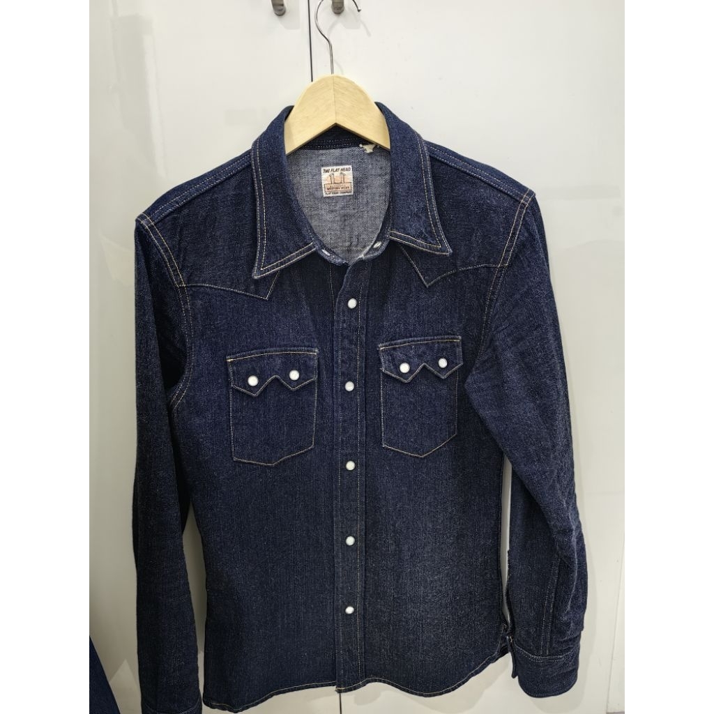 Kemeja Denim Flat Head Western Shirt 7002W Size 38 Small Medium