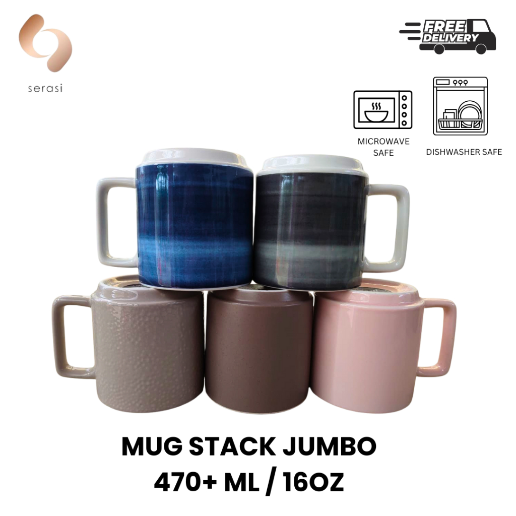 Serasi Stack Mug Jumbo 16 OZ- Gelas Besar Keramik
