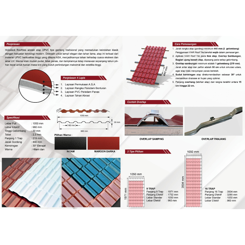 GENTENG UPVC HOLODECK TEBAL 2,3MM
