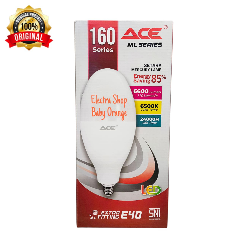 Lampu LED Mercury Lamp Visicom Ace 50 Watt ML Series Capsule Rumah Plus Fitting E40 Untuk Lampu Jala
