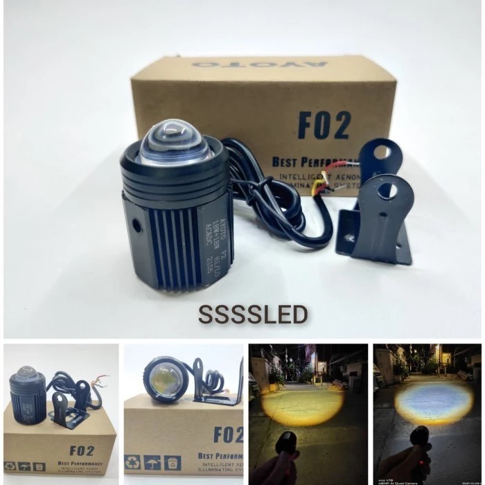 Good Variasi Lampu Tembak Projie LED Motor AYOTO F02 Putih dan Kuning Watt 18+18 D3 D2