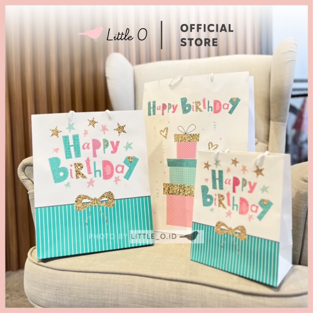 LITTLE O Unicorn Glitter Birthday Paper Bag Kantong Ultah Anak Dewasa Paperbag kantong hampers ultah