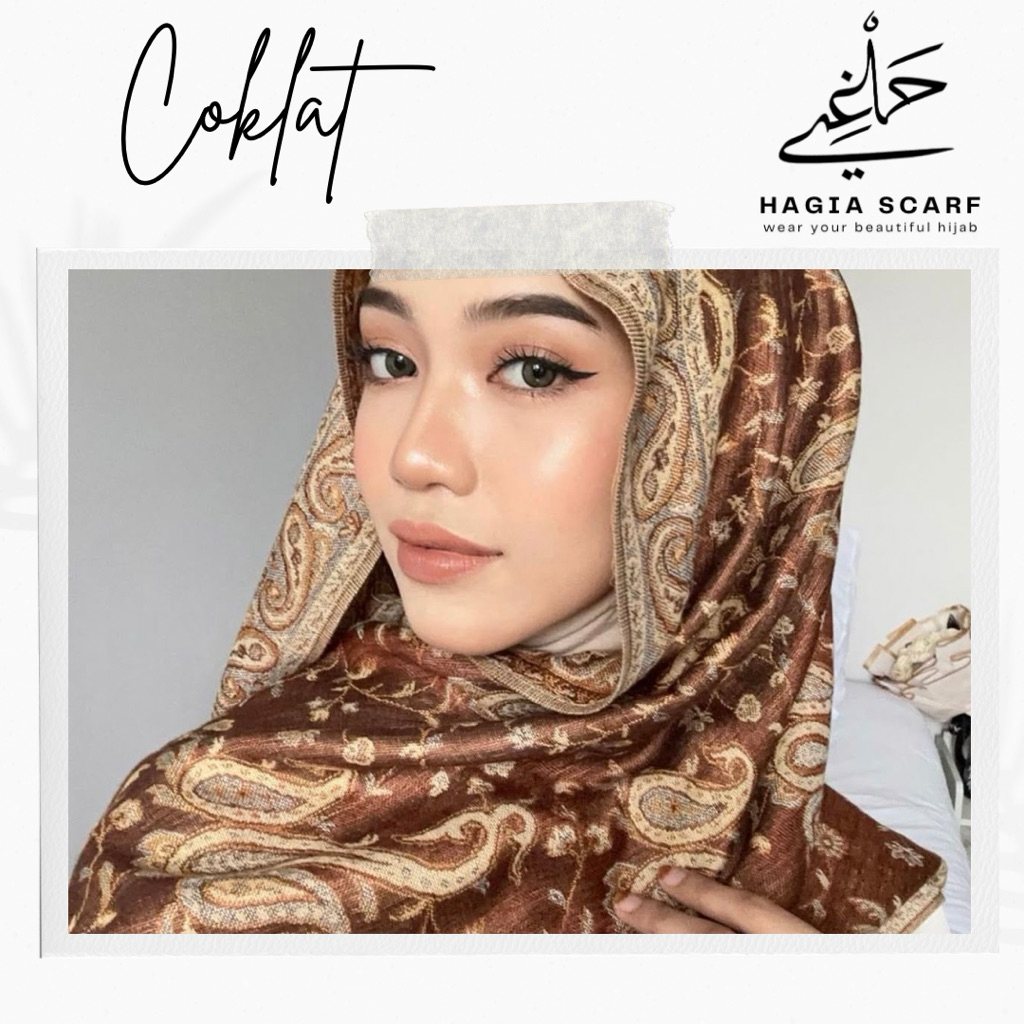 HAGIA SCARF - Cashmere Shawl Turkey Pashmina Kashmir Turki Warna Coklat