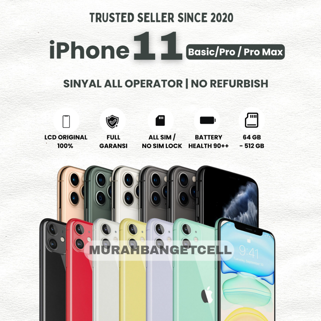 iPHONE 11 - 11 pro - 11 pro max 64gb 128gb 256gb fullset second mulus Lcd Original No Rekondisi