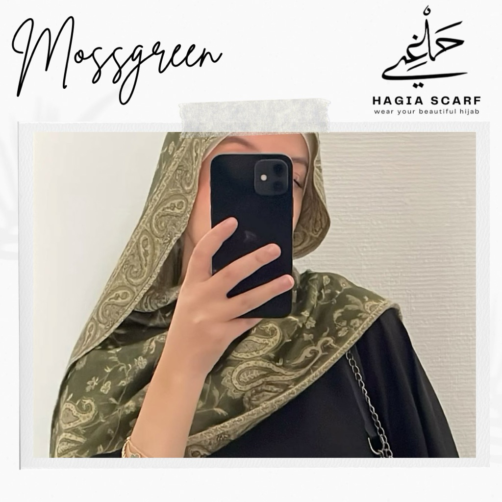 HAGIA SCARF - Cashmere Turkey Shawl Pashmina Kashmir Turki Warna Mossgreen