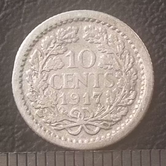 UANG KOIN KUNO || KOIN PERAK || SILVER COIN WILHELMINA MANTEL 10 CENT TAHUN 1917