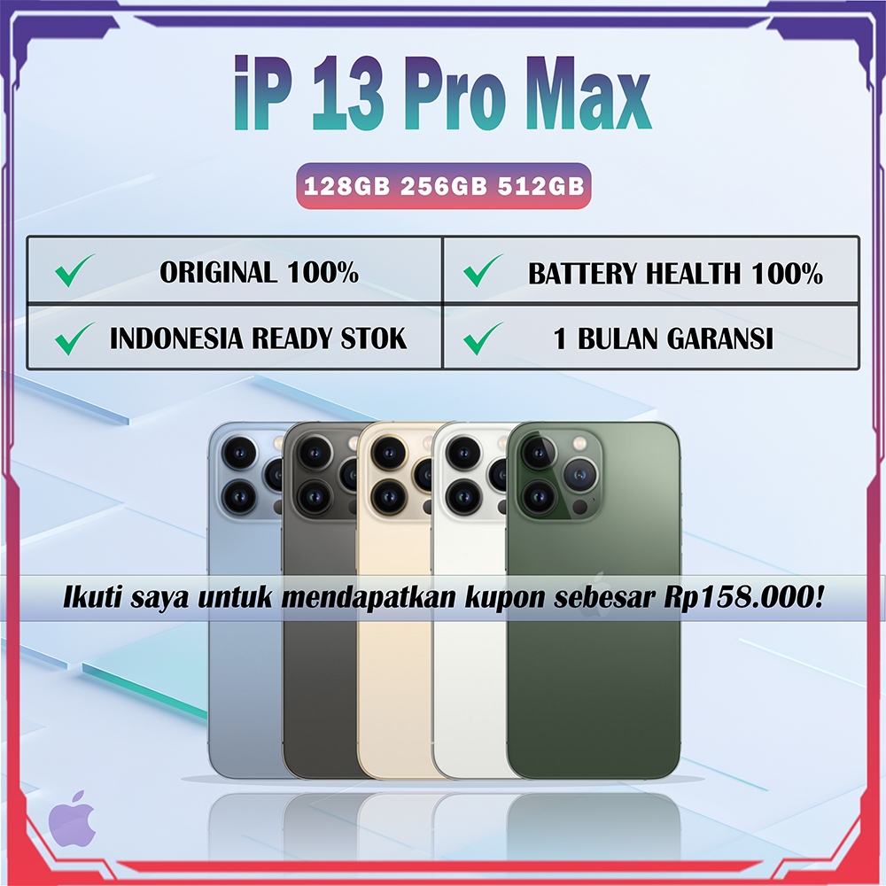 iPhone 13 ProMax Bekas Inter 128/256/512GB Original 100% FULLSET MULUS Diskon Waktu Terbatas [NeupPh
