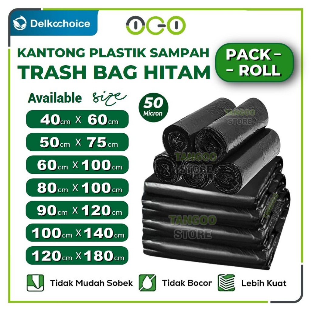 Plastik Sampah Hitam Pack / Roll Varian Ukuran Kantong Kresek / Trash Bag / Garbage Bags Delkochoice