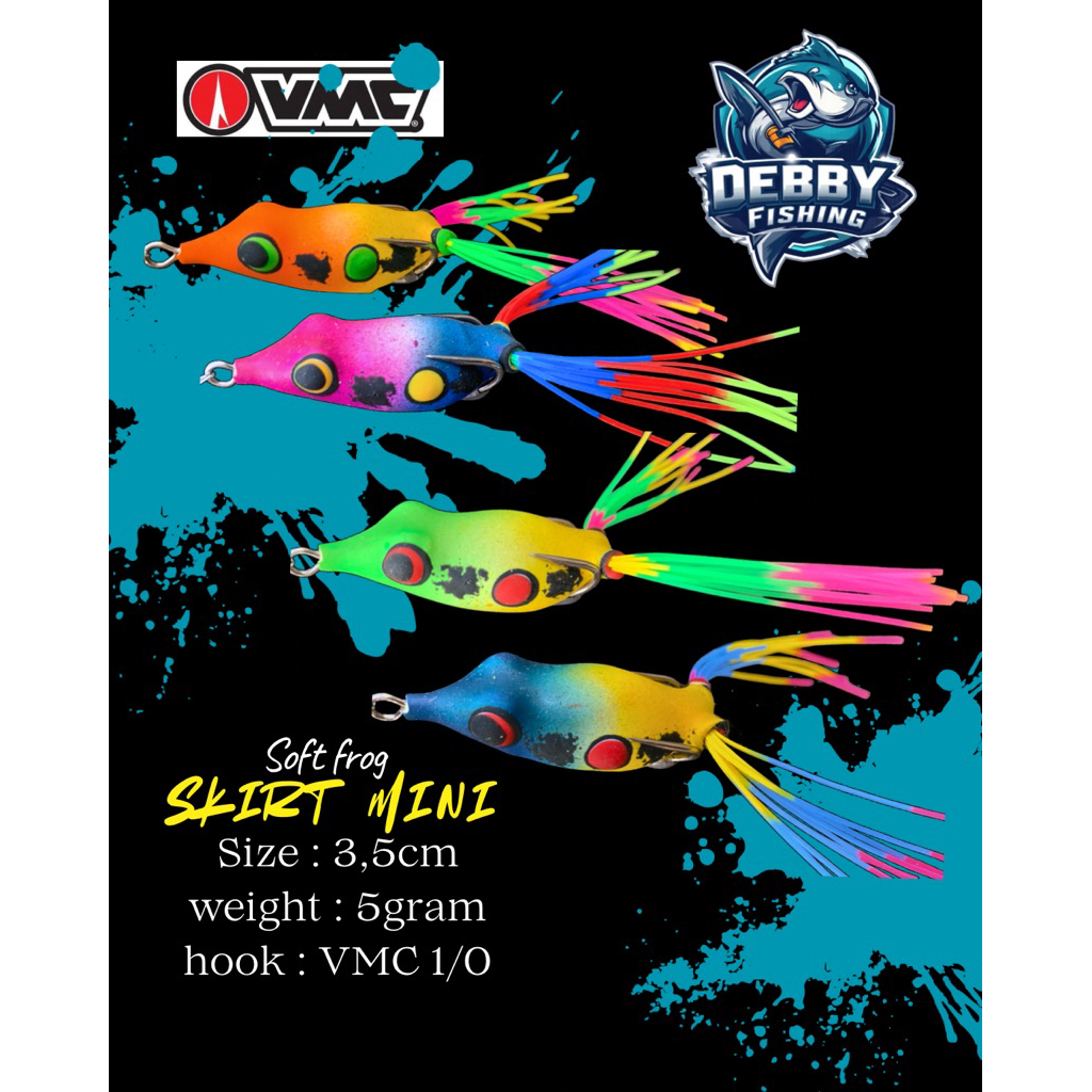 Soft frog spesialis kocolan skirt mini / kecil 3,5cm - 4cm, 4gram hook vmc 1/0 lure umpan ngesot tir