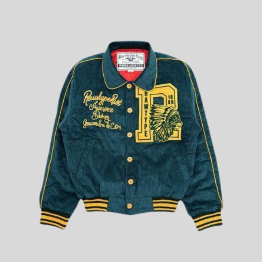 Original RawType Riot Vtg 1988 Varsity Corduroy Jacket - Green