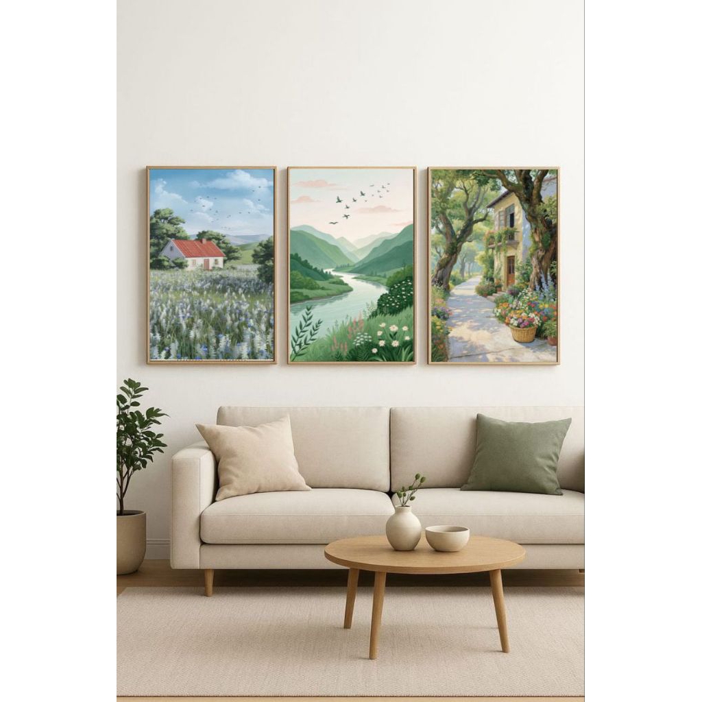 DEKOR.IN Hiasan dinding tema lukisan pemandangan - Hiasan dinding tema lukisan aesthetic - Hiasan di