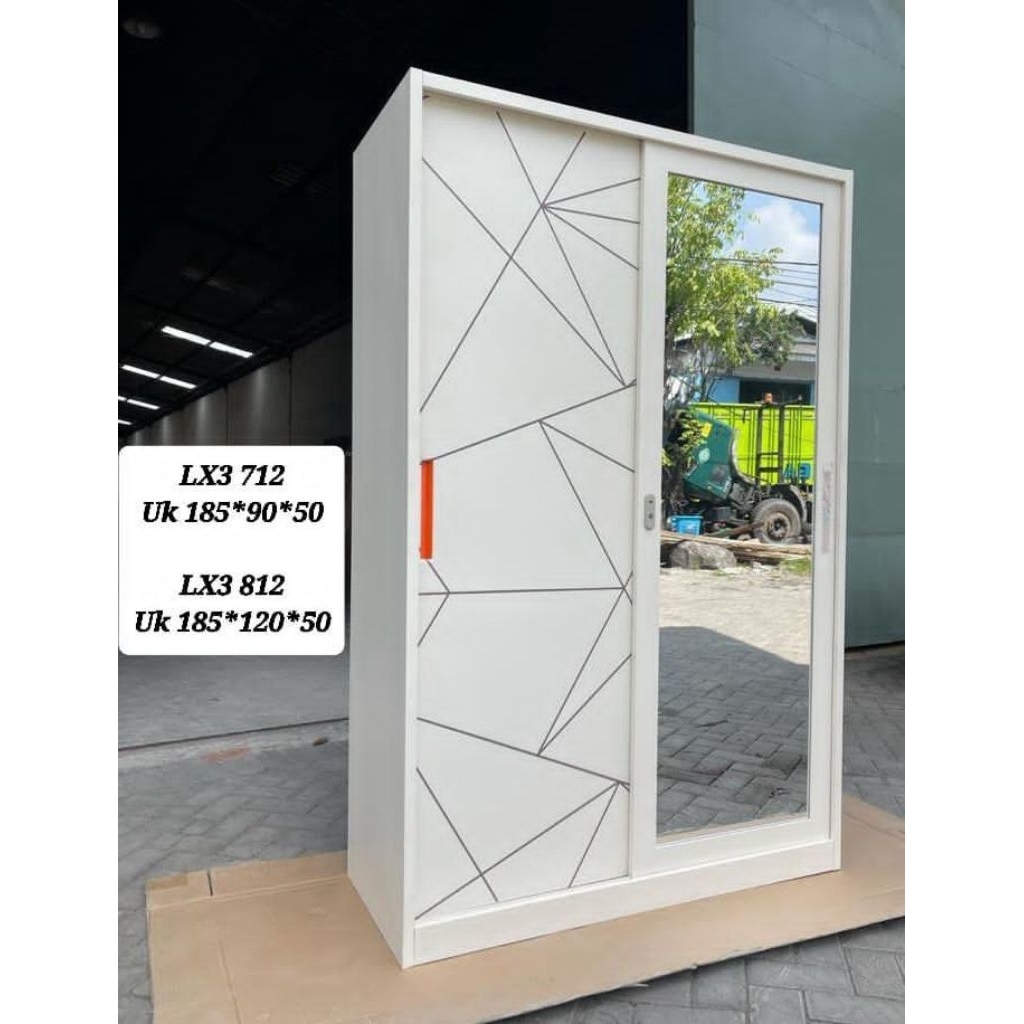 Lemari Baju Sliding Besi (PLAT TEBAL) - Lemari Baju Sliding - Almari Baju sliding - Lemari Baju 2 Pi