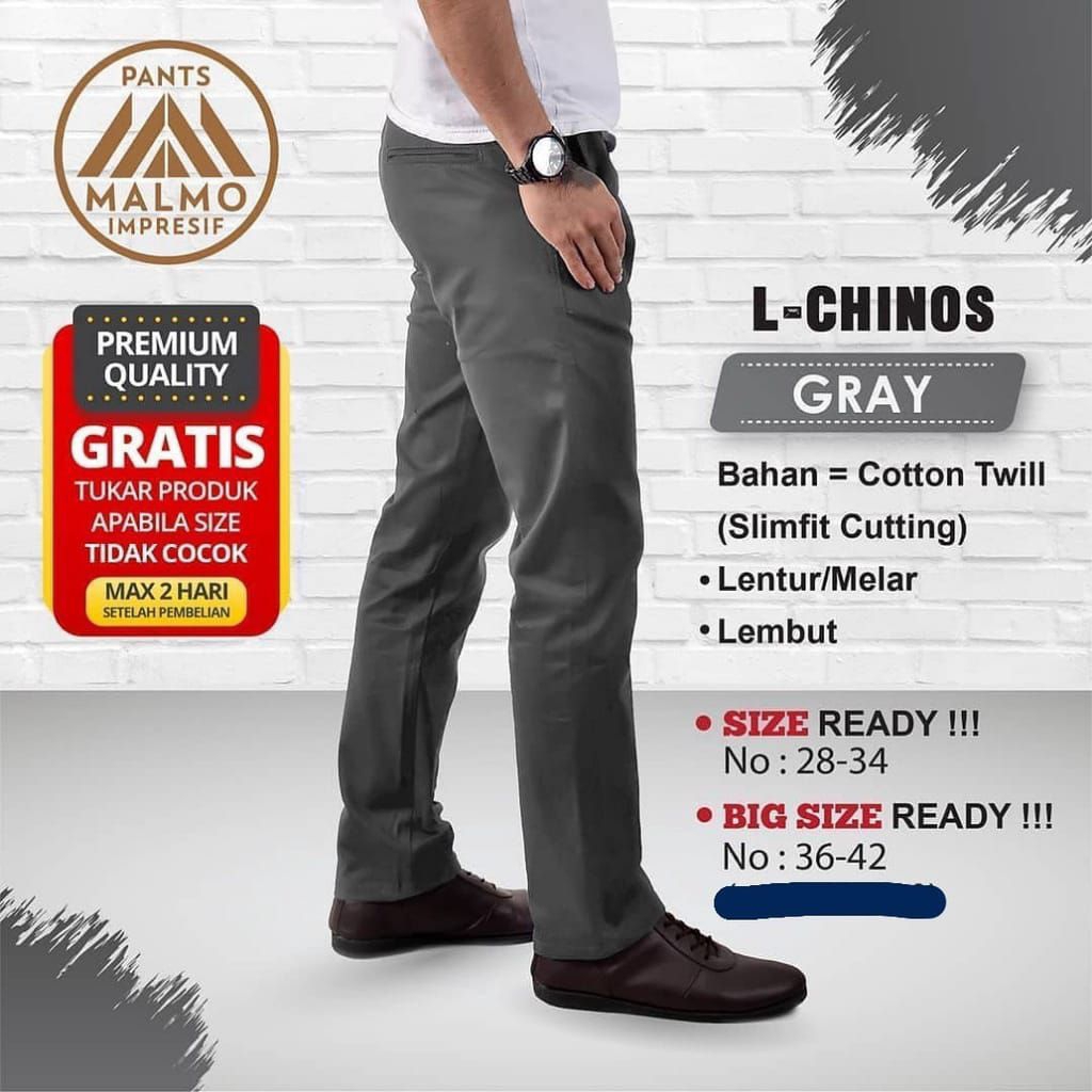 Celana Chino Abu Muda Hitam Cream Navy CokLat Tua Khaki Hijau Army Abu Tua Mocca Pria Panjang Slimfi