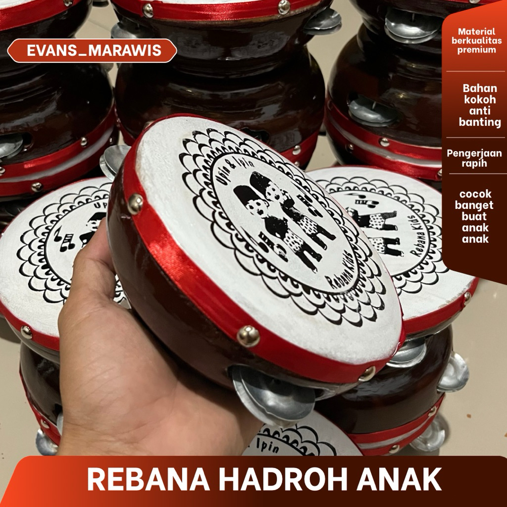 rebana anak ukuran 16 cm gendang marawis kendang anak kecil rebana hadroh anak upin ipin hadroh mura