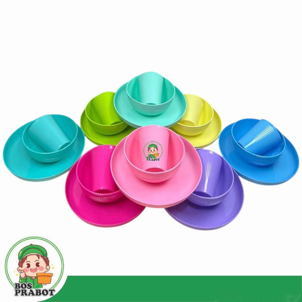 SET PIRING MANGKOK GELAS PLASTIK BPA FREE 3PCS