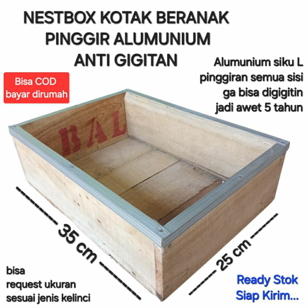 KOTAK BERANAK berlapis ALUMUNIUM jadi awet ga bisa digigit kelinci. Cocok untuk Rex NZ Hyla Hycole H