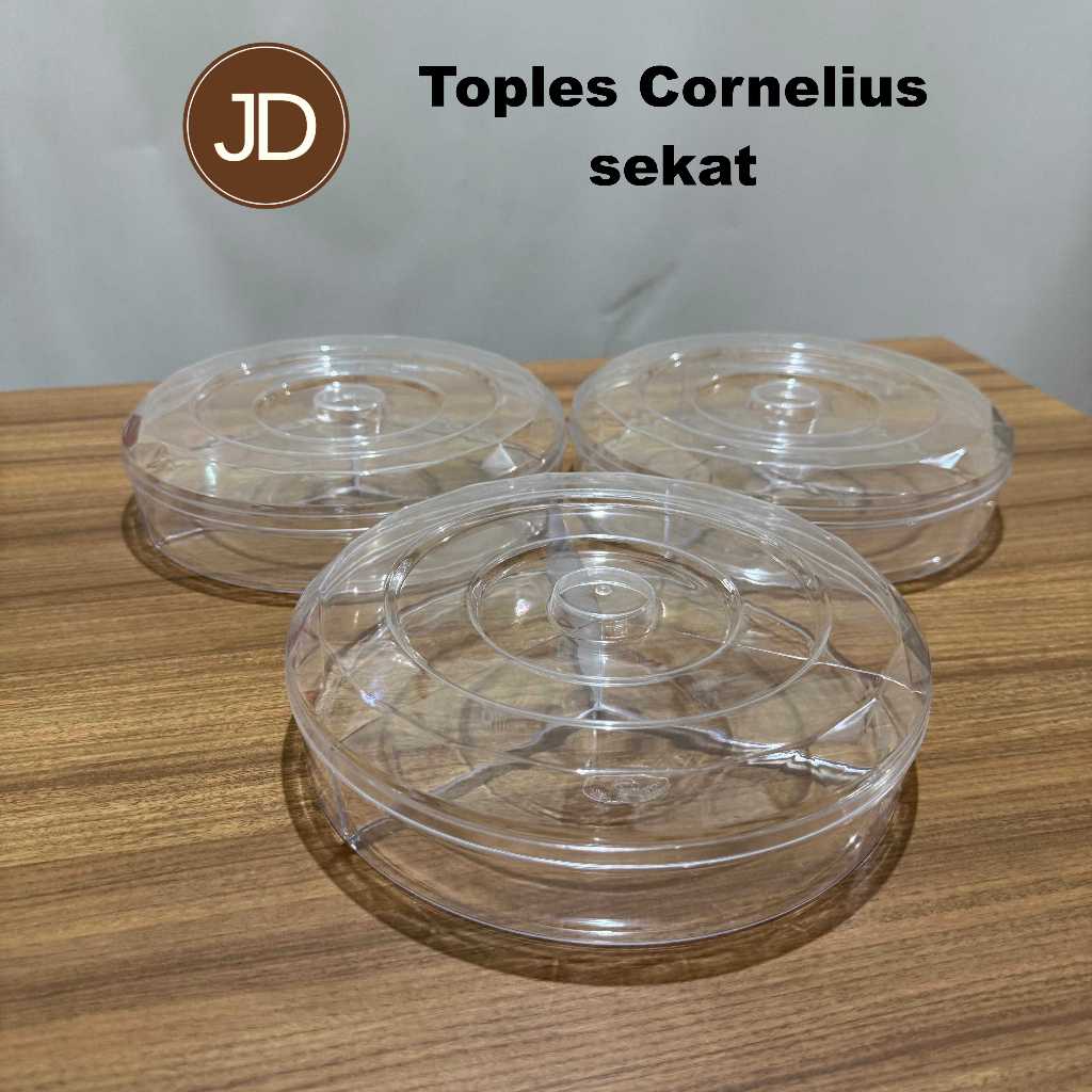 12 Pcs toples bulat cornelius sekat tiga/Toples Kue Kering / Toples Kue / Tempat Kue / Toples mika/ 
