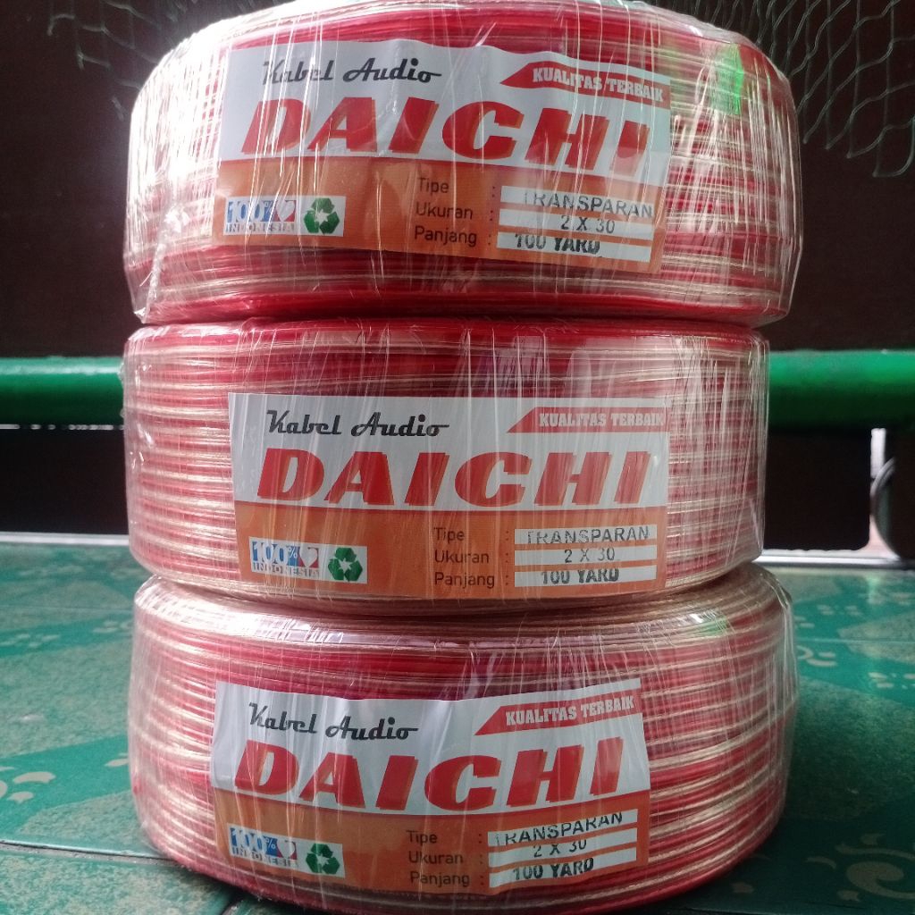 Daichi kabel listrik dan audio transparan 2x30 100 yard full body besar kabel serabut