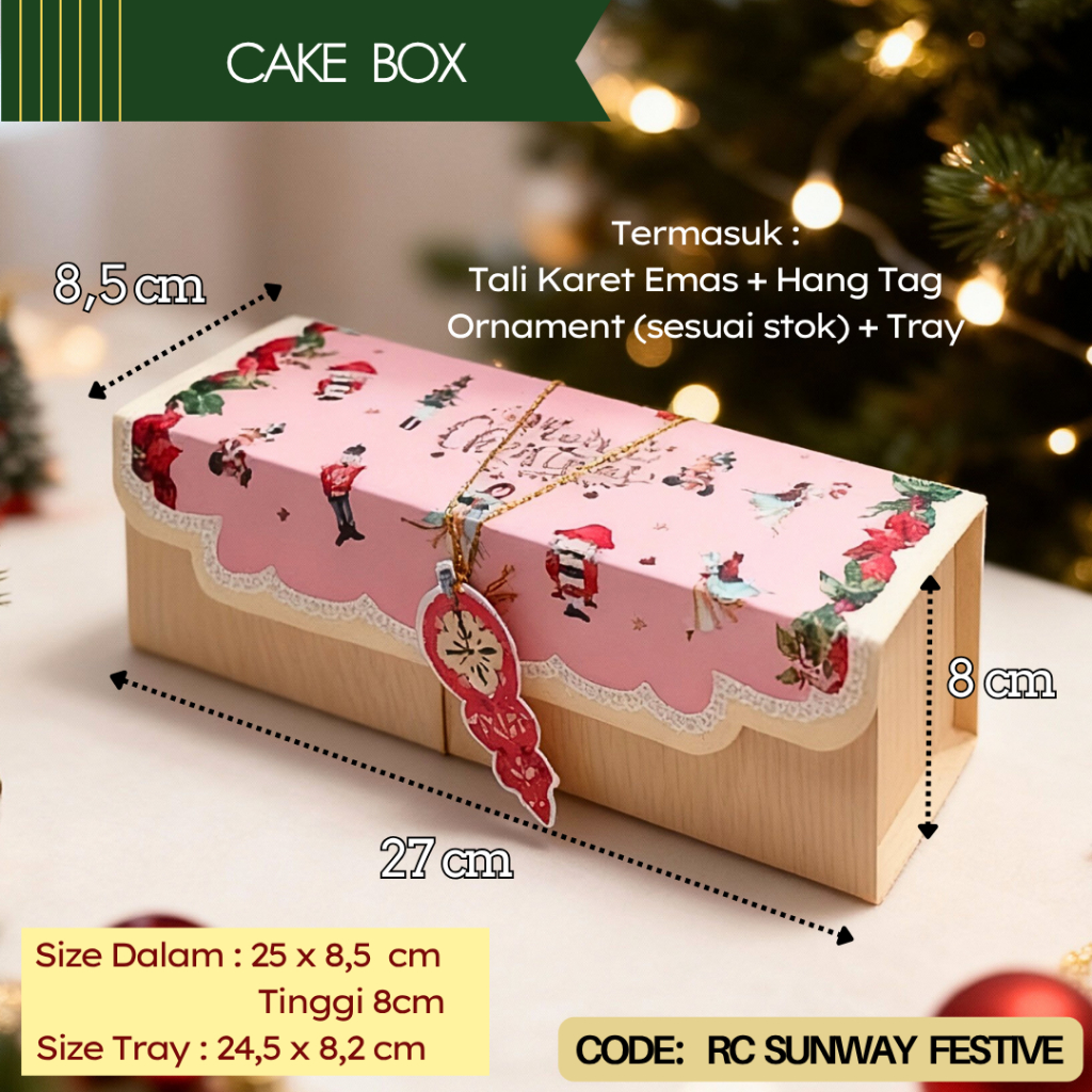 Box Roll Cake 8x25 Christmas Sunway / Dus Kue Natal