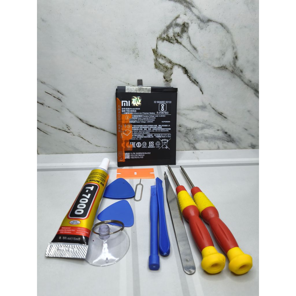 Batre Baterai HP Xiaomi Mi A2 - Mi 6X Model BN36 ORIGINAL BERGARANSI + Obeng 10 IN 1+ Lem T-7000