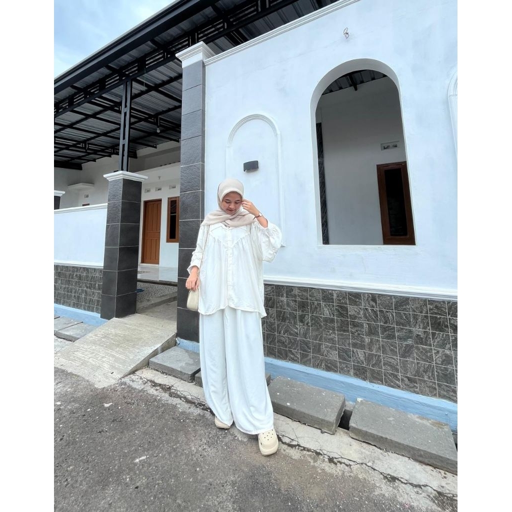 Amanda Setelan Wanita Bahan Rayon Twill Jumbo Ld 150cm Celana Kulot