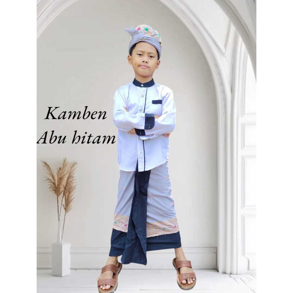 set kamen saput udeng anak size tanggung setengah jadi / set busana adat bali pria / set busana adat