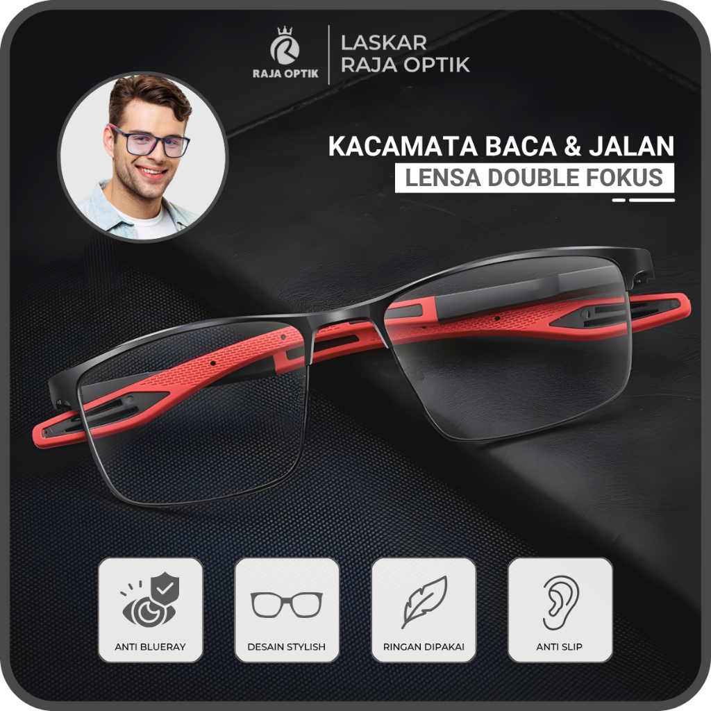 Kacamata Baca Jalan Lensa Plus Auto Focus Anti Radiasi Glasses Original Premium