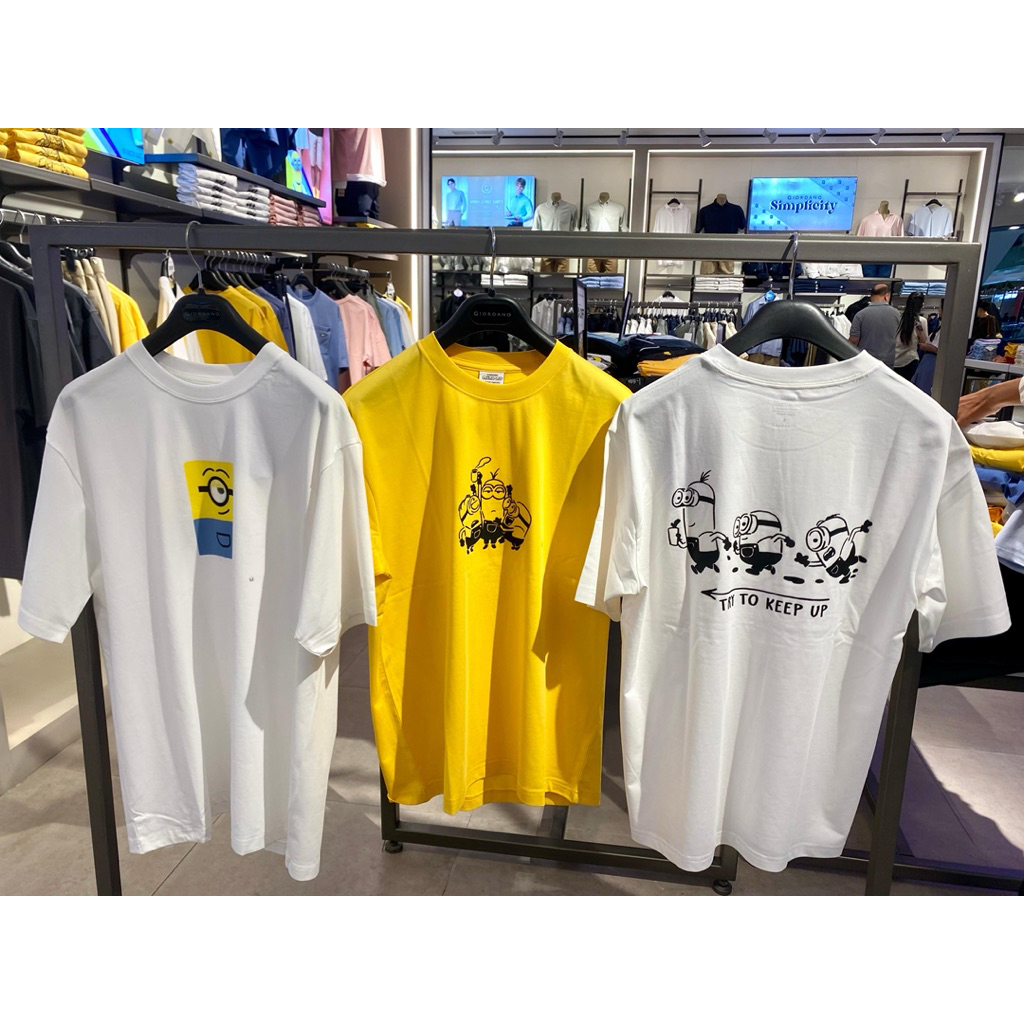 Giordano Tee Man Giordano x Minion size S M L XL XxL from 459k Kaos Pria Giordano