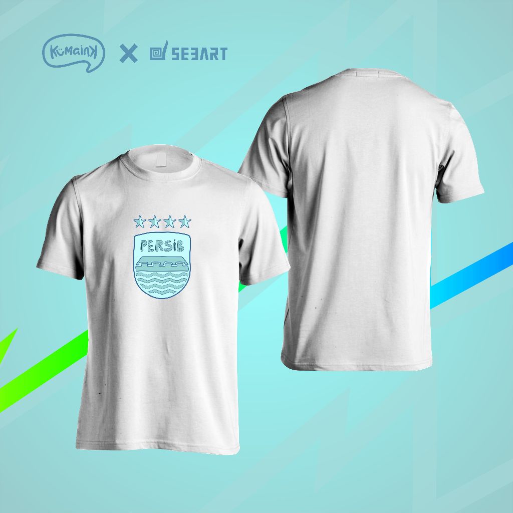kaos baju persib unisex bahan 100% cotton combat 30s sablon discharge (menyatu dengan bahan)