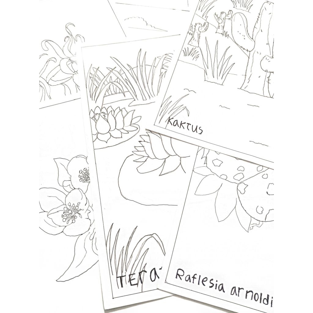 Gambar_mewarnai edukasi anak TK/SD tema bunga