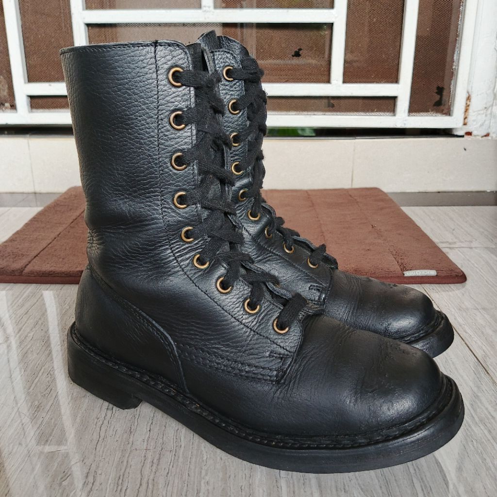 RUGAK Pr. ABL Belgium Vintage Military Combat Army Hiking Tactical High Boots Biker Motor Full Black