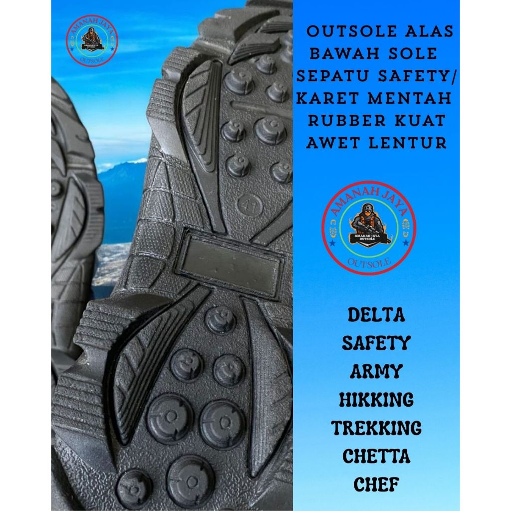 Outsole Delta Sol Karet Sepatu Safety Cocok Sepatu Kitchen,Safety .Delta.PDL.Sepatu Gunung.hiking.