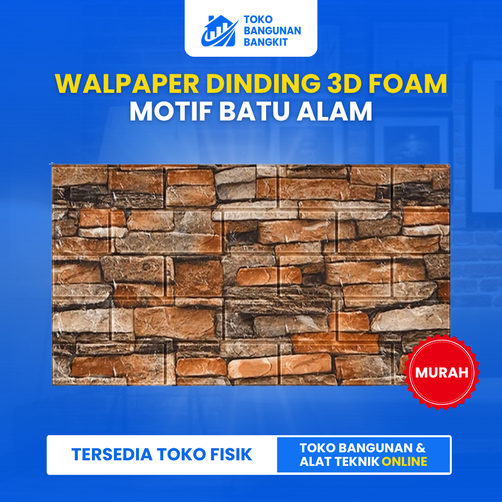 WALPAPER STIKER DINDING 3D FOAM MOTIF BATU ALAM