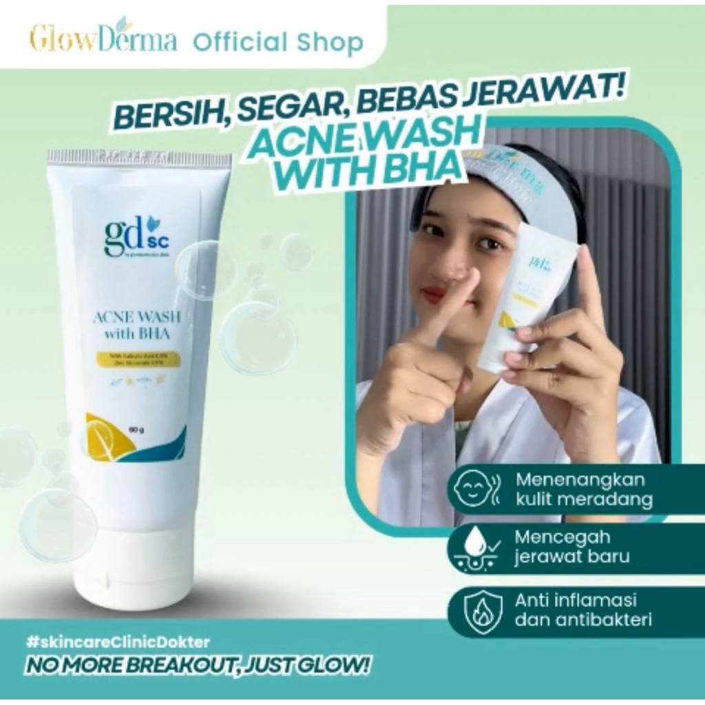 GDSC Acne Wash with BHA |SABUN JERAWAT AMPUH dengan kandungan BHA anti jerawat |Glowderma Skin Care 