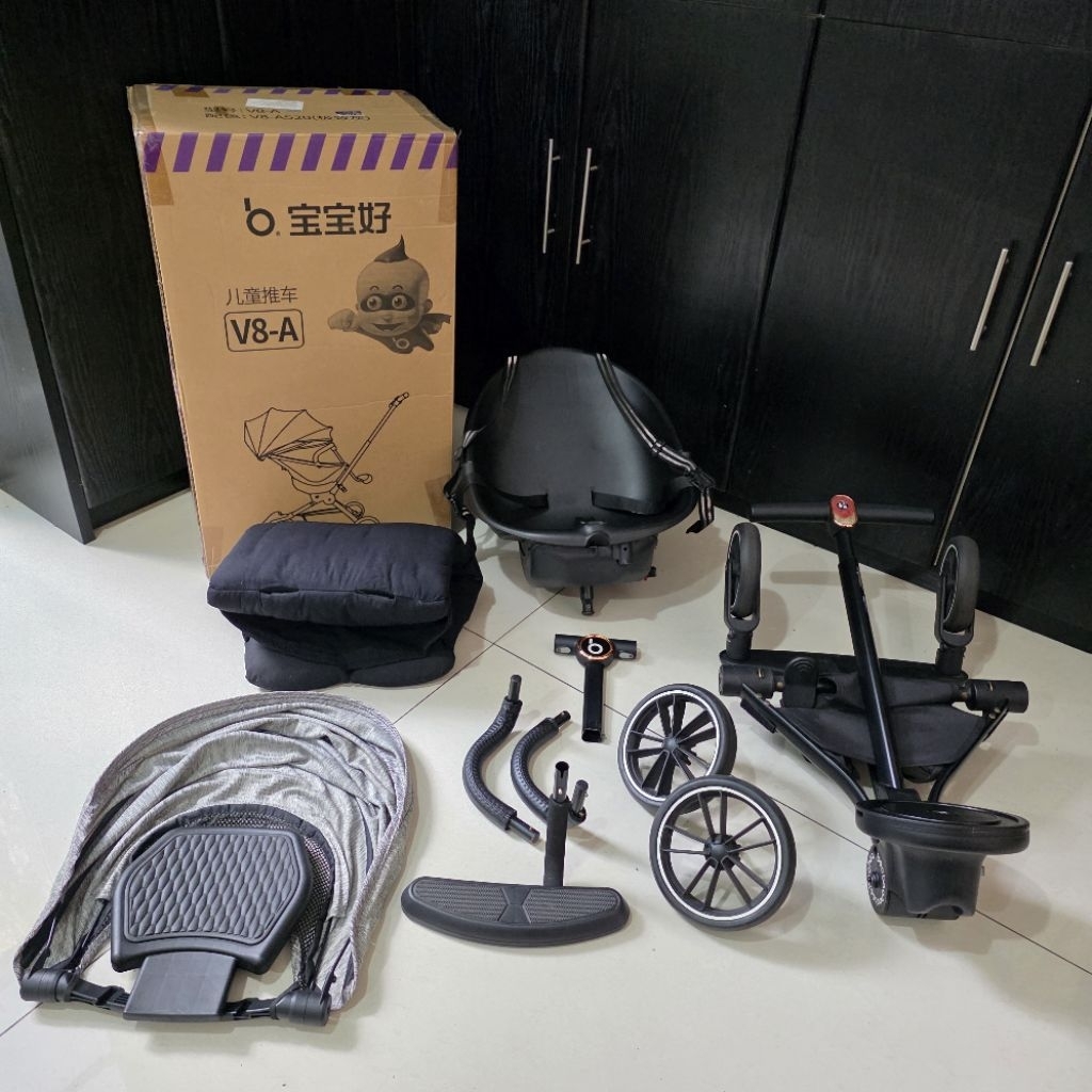 PRELOVED STROLLER BAOBAOHAO V8 BISA RECLINING SENDERAN TIDUR DUDUK BANGKU LEBAR COCOK UNTUK ANAK GEM