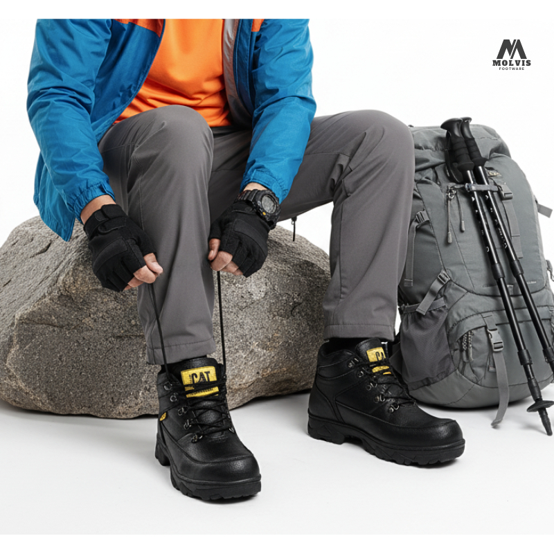 big promo sepatu safety boots pria caterpillar high quality - sepatu boots sby tinggi - sepatu