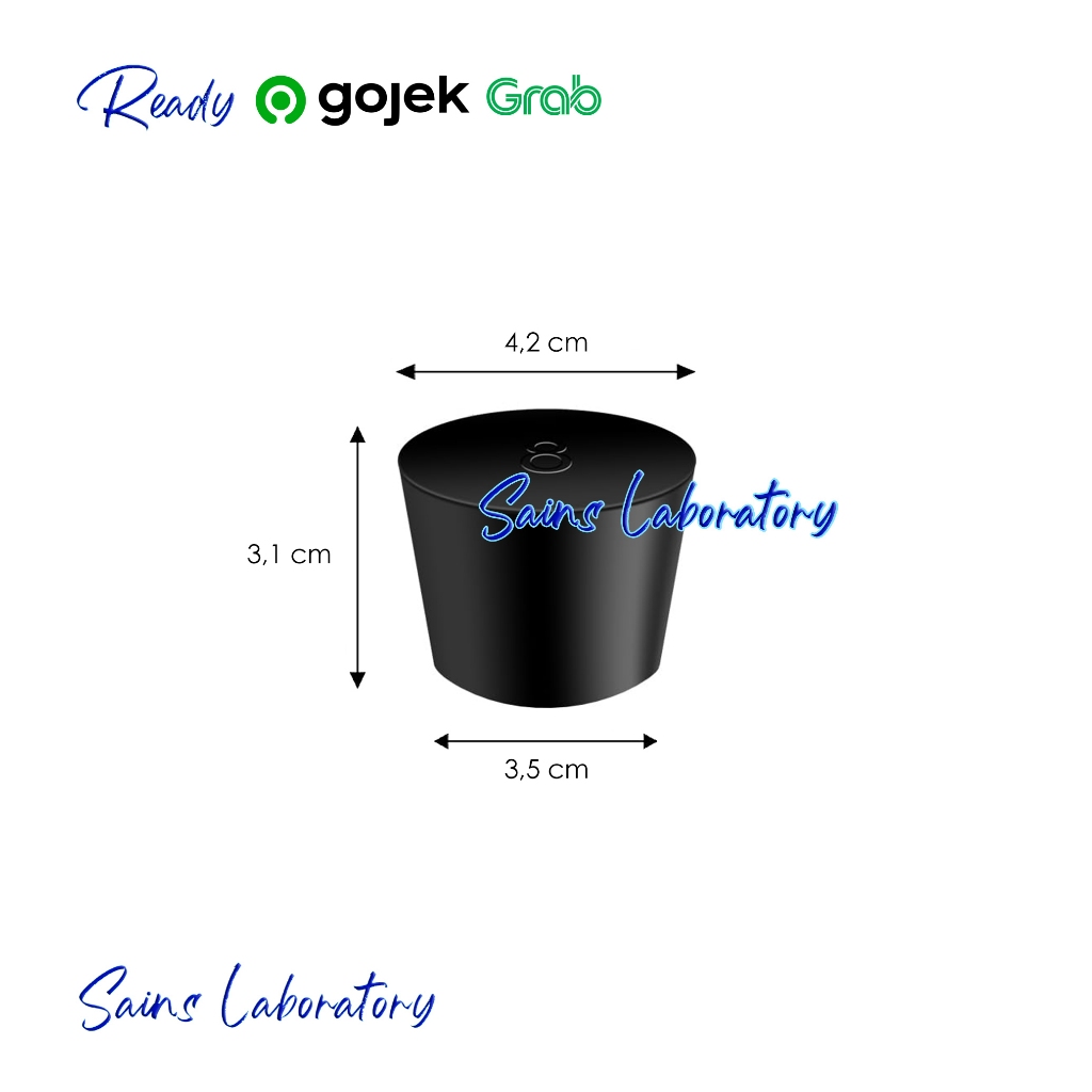 Sumbat Karet Hitam No 8 Erlenmeyer 1000 ml Tutup Karet Tanpa Lubang Sumbat Gabus Solid Rubber Stoppe