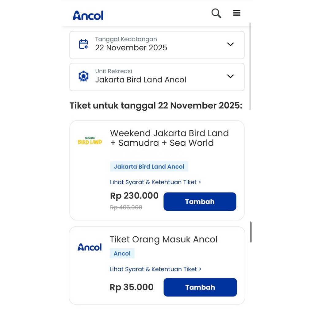 tiket paket ancol, bird land, samudra, seaworld (22 november 2025)