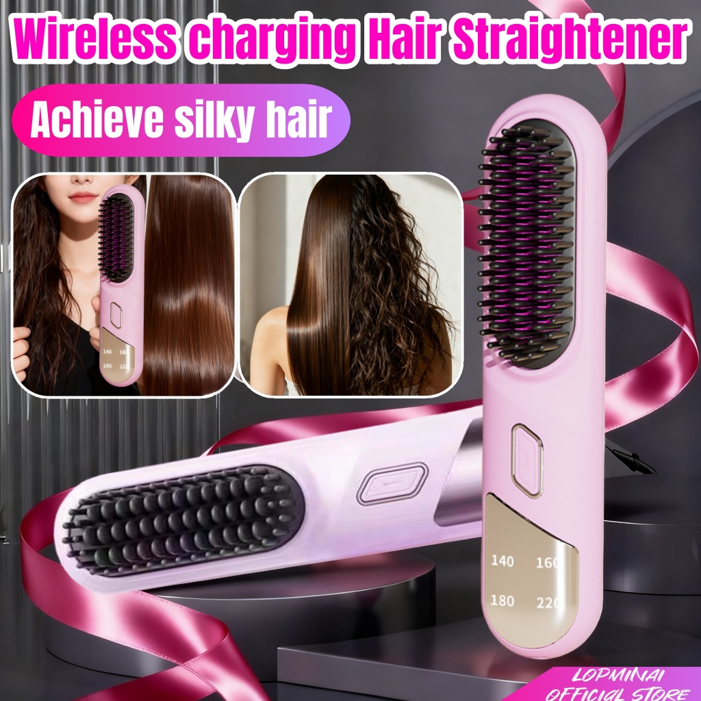 Pink smooth pelurus rambut permanen tanpa catok pria&Madam sisir catok kabel rambut listrik smoothin