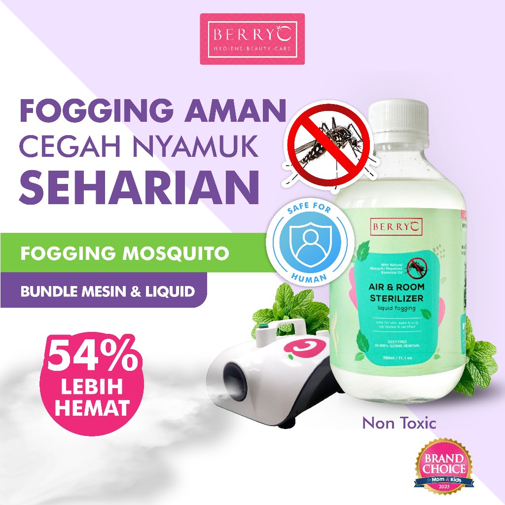 BerryC Mesin & Mosquito Repellent Fogging 330ml - Alat Fogging & Asap Pengusir Nyamuk Ruangan Anak