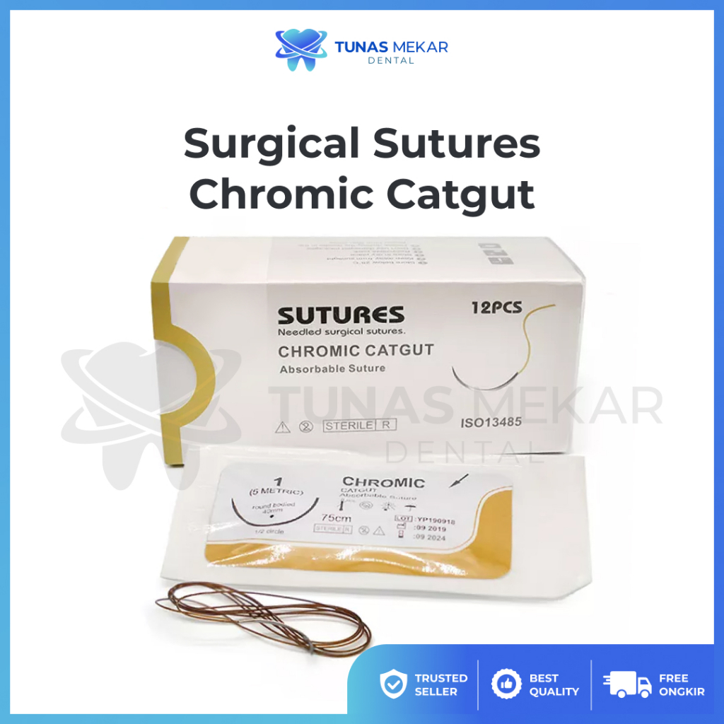 Dental Catgut Chromic Jarum Jahit + Benang