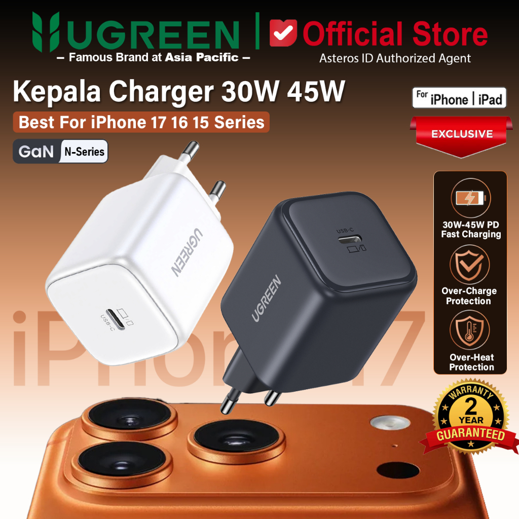 UGREEN GaN N Kepala Charger For iPhone 17 Series Fast Charging 30w 40w 45w