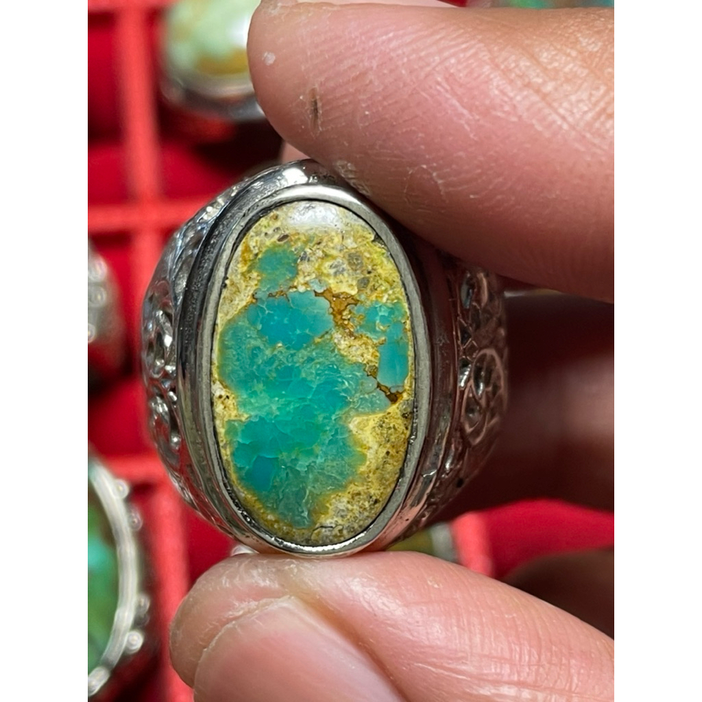 Cincin Batu Pirus Persia Hijau - Nuansa Pirus