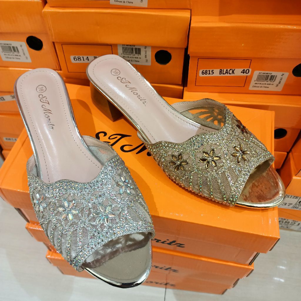 sandal wanita pesta heels 5cm ST.MORITZ original