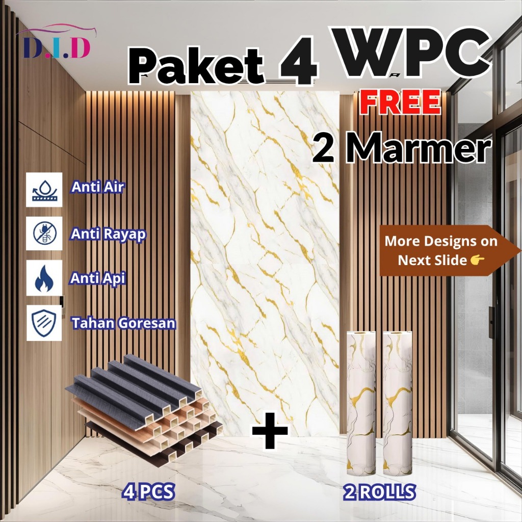CUCI GUDANG  (WPC FREE MARMER) WPC WALL PANEL 3 METER FREE MARMER ROLL 1,2 X 3 METER WPC PANEL PVC V