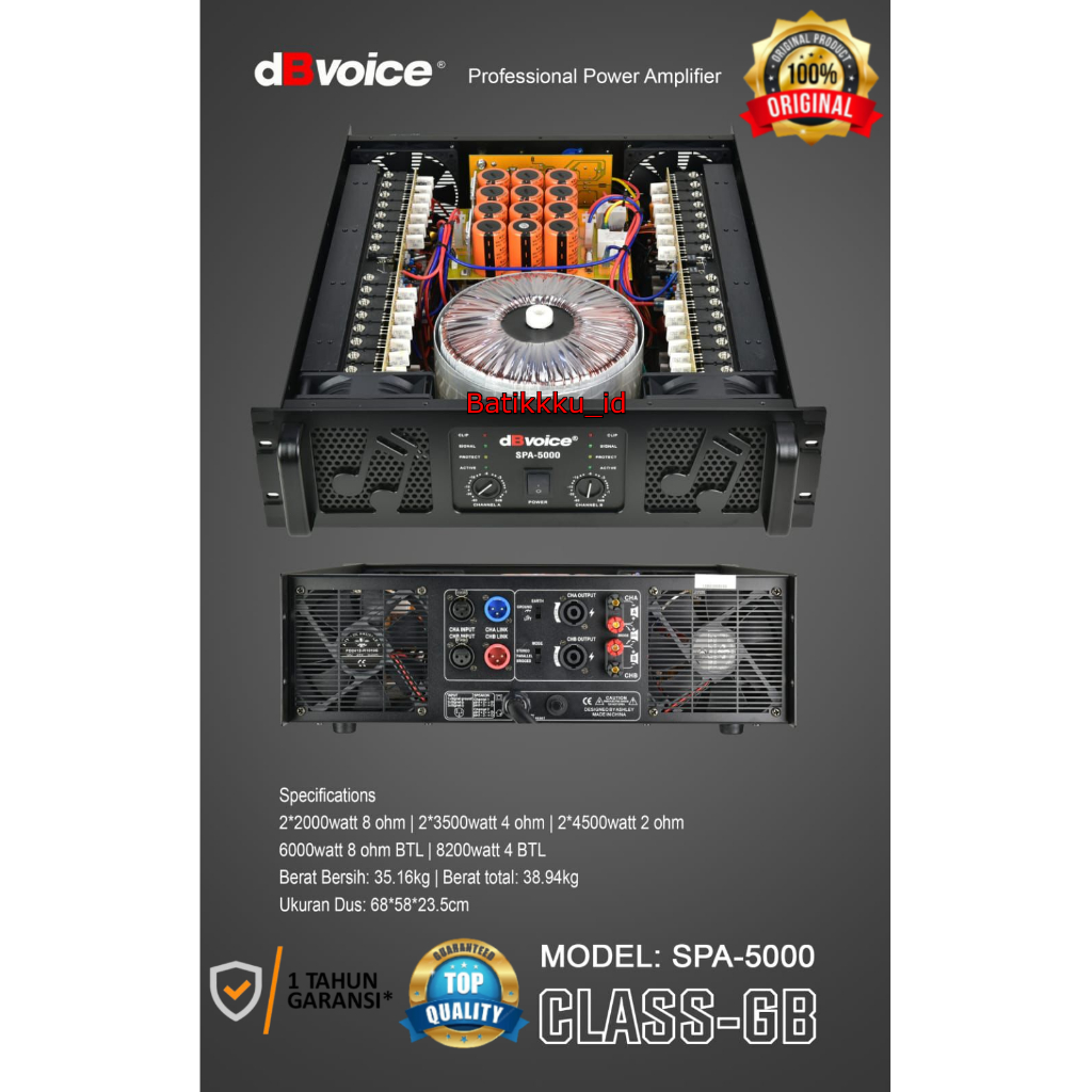 Power Amplifier dBvoice SPA 5000 SPA5000 Original 2 x 2000 Watt Class GB 6000 WATT