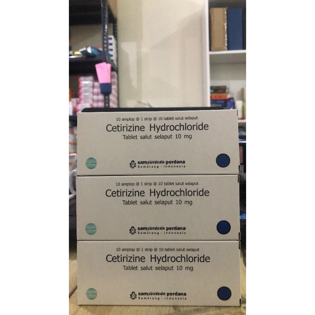 CETIRIZINE 10 MG SAMPHARINDO 1 BOX @ 10 STRIP @ 10 TABLET