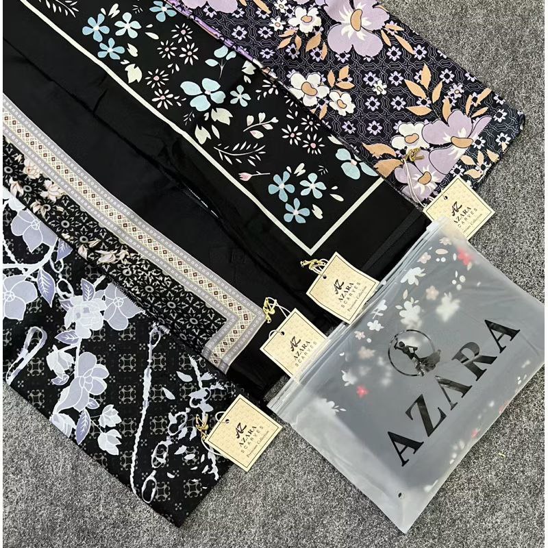 Grosir Hijab Motif Azara Pouch Jilbab Azara Motif Free Pouch Paket Hemat Hijab Motif