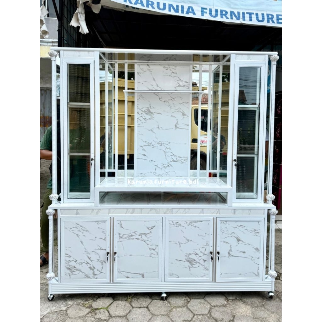 BUFET TV KACA ALUMINIUM ACP ULIR 180X45X200 | BISA PILIH WARNA | FREE ONGKIR BANDAR LAMPUNG